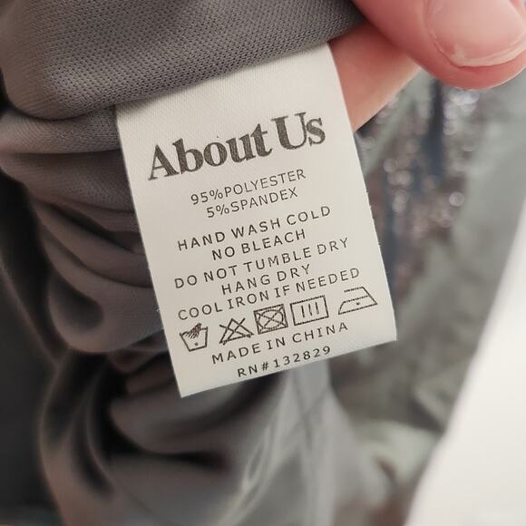 ABOUT US NWT Silver Halter Open Back Mini Dress, Size XS - Picture 13 of 14